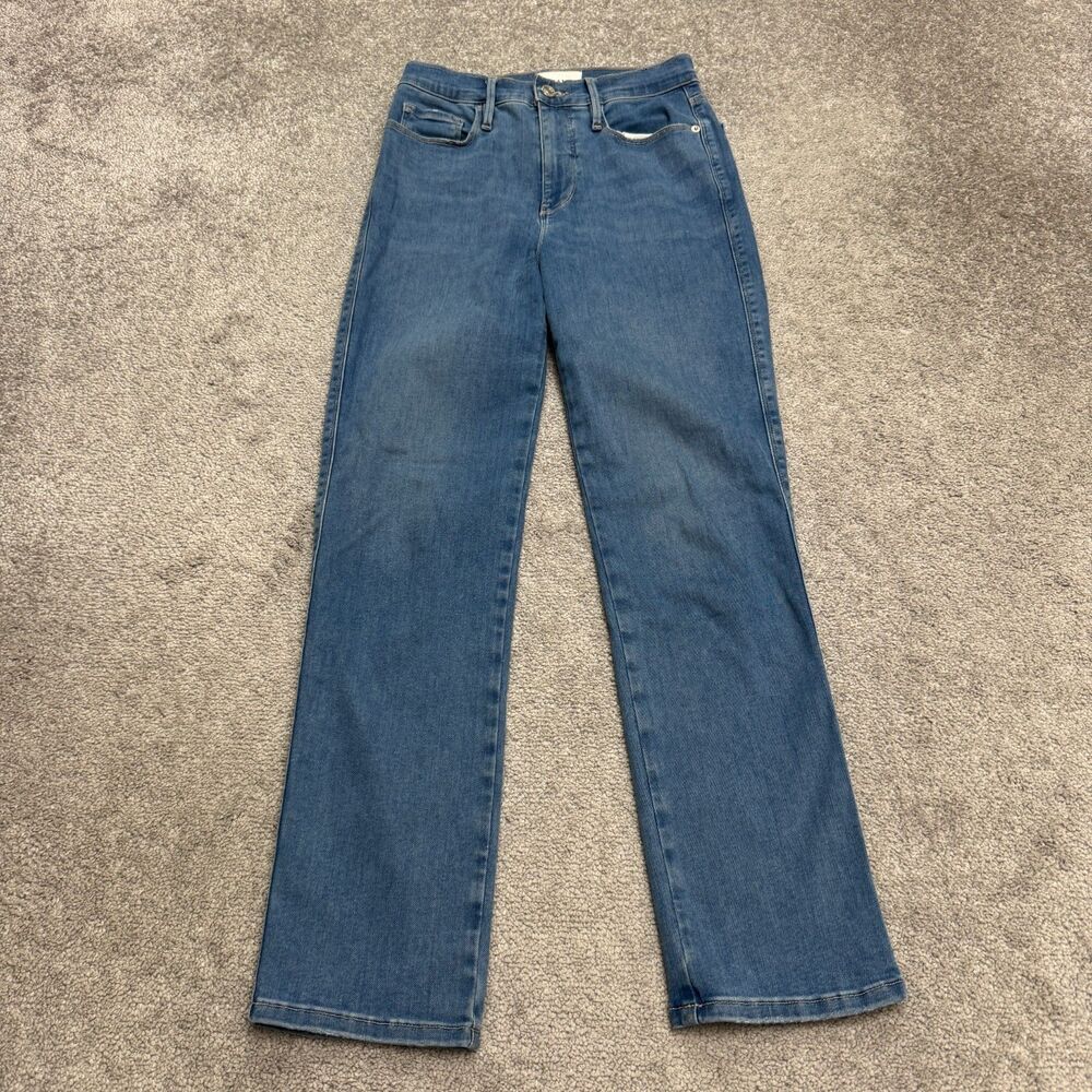 Frame Le Sylvie Slender Straight Denim Jeans Womens 27 Blue High Rise Stretch
